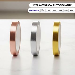 Fita Adesiva Reforçada Efeito Metalizado Dourada Rose Prata Largura 1CM Ideal P/ Casa Decoração em Oferta na Shopee