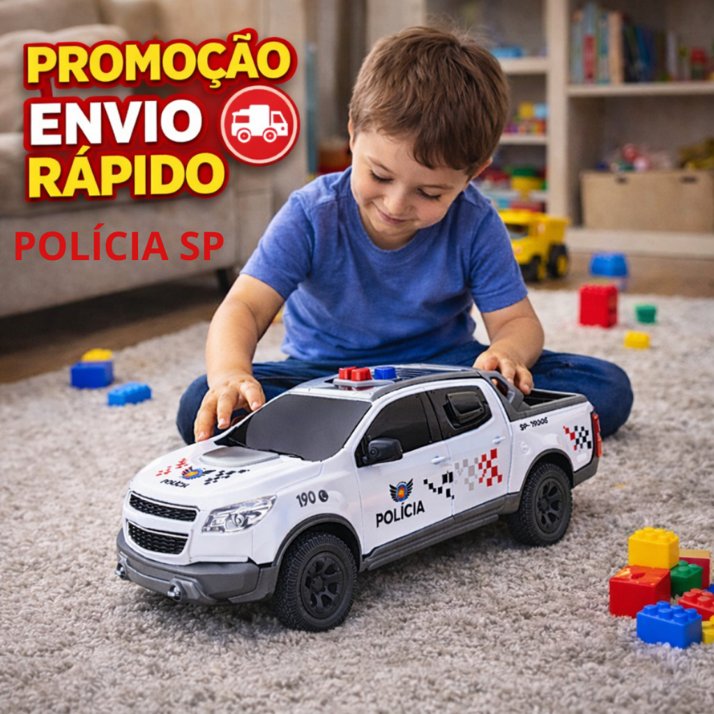 Miniatura Viatura Pick-up S10 Policia Carrinho Carrinhos Carro Veiculo Várias Cores Para Criança Infantil Menina Menino
