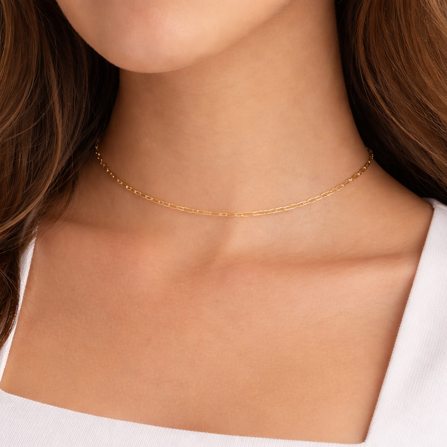 Colar Elo Corrente Dourada Feminina Moda 2026 Banhado a Ouro 18k com Garantia