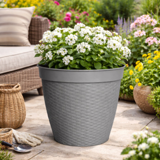 Jogo 5 Vasos Redondo Rattan 14,5 Litros 31cm Plantas Jardim Decoração Vime Frutíferas Plasnew em Oferta na Shopee