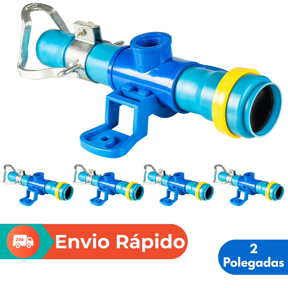 Tê Saída de Aspersor ES 2" x 1" | Kit 5 Peças | Tubo PVC Engate Rápido | Engate Sela