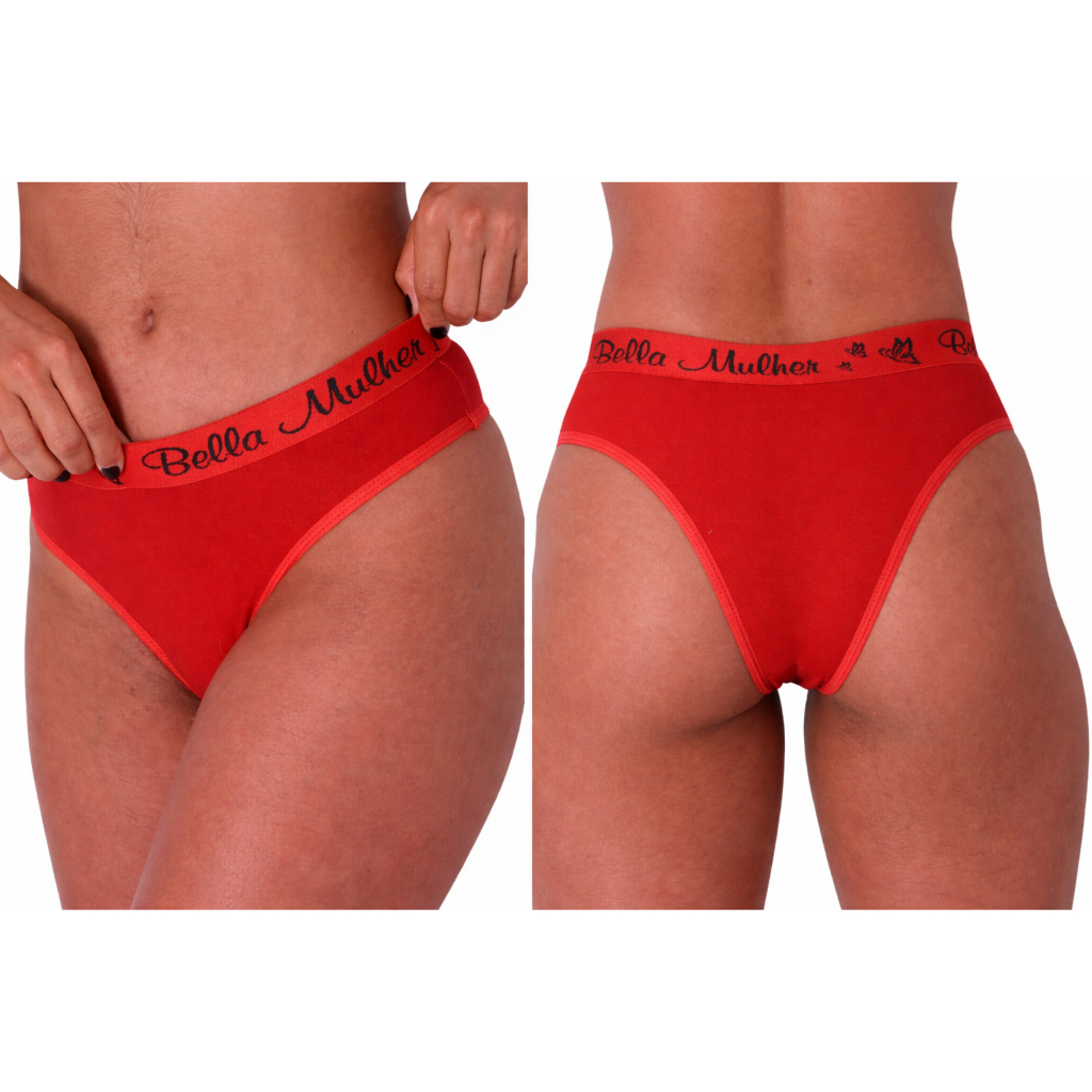 KIT 10 E 5 Calcinha Tanga Algodão com Elástico Exposto Confortável Feminina Cós alto em Oferta na Shopee