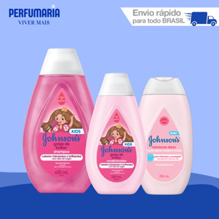 KIT JOHNSON'S BABY Gotas de Brilho - Shampoo + Condicionador + Loçao Hidratante em Oferta na Shopee