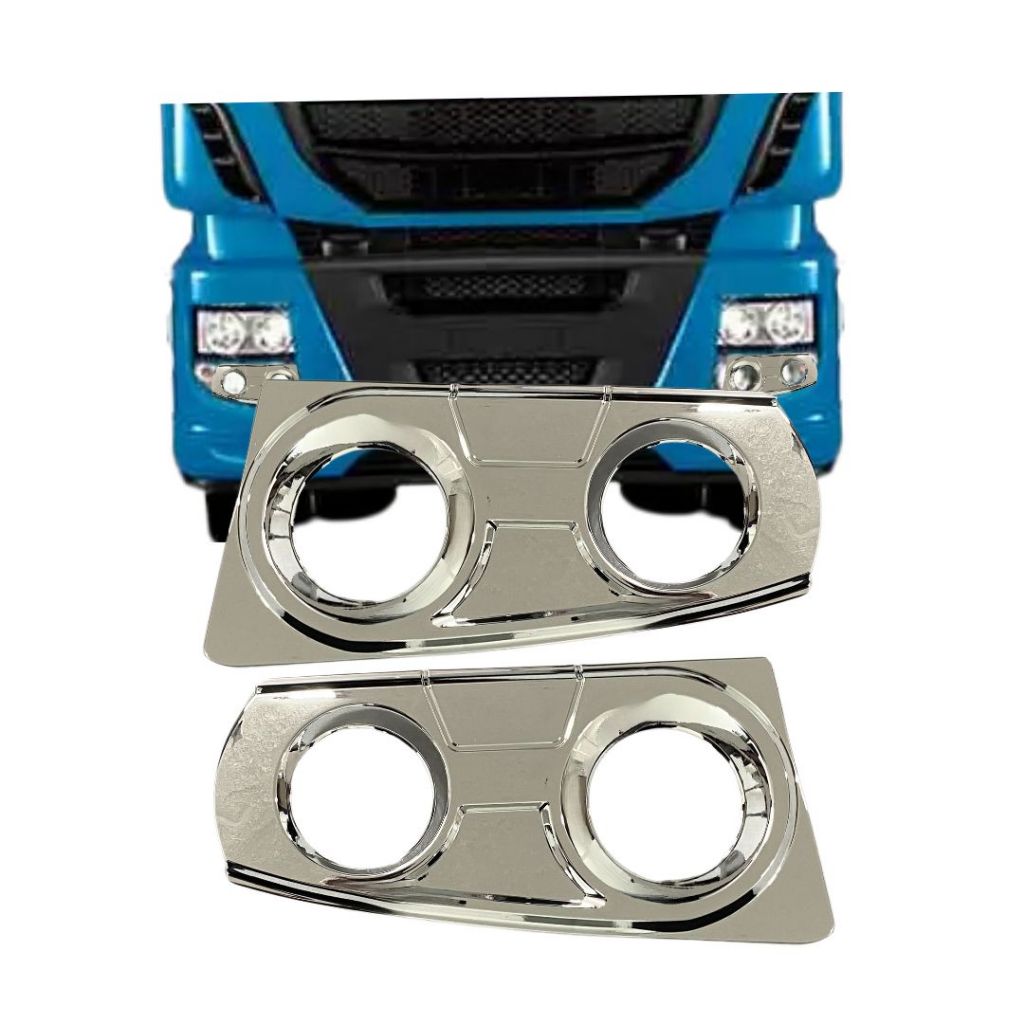 Par Moldura Cromada Farol Auxiliar Milha Para Iveco Stralis Hi Way 504135531C 504135532C em Oferta na Shopee
