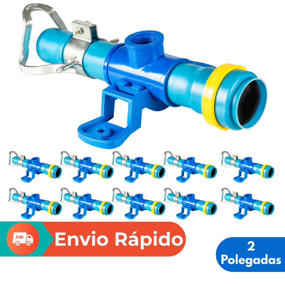 Tê Saída de Aspersor ES 2" x 1" | Kit 10 Peças | Tubo PVC Engate Rápido | Engate Sela