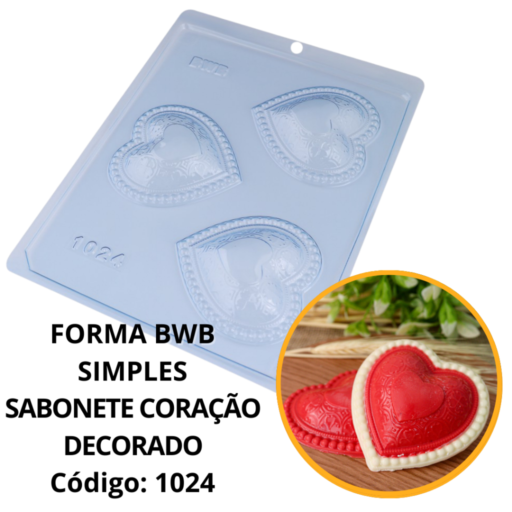 1~10 FORMA SIMPLES SABONETE CORAÇÃO DECORADO 1024 - (J2) EM ACETATO BWB PARA DOCES DE CHOCOLATE CONFEITARIA E PÁSCOA em Oferta na Shopee