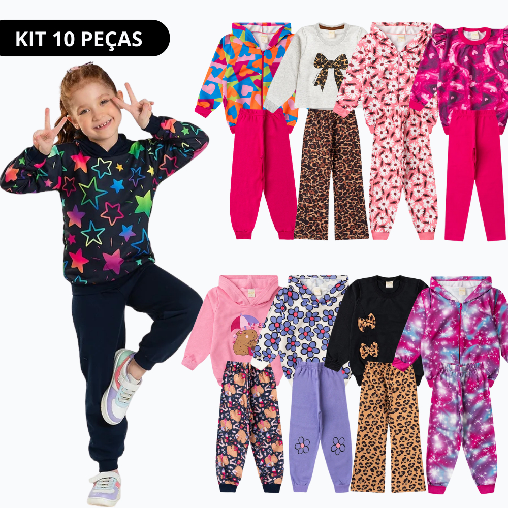 Kit Sortido 10 peças/ 5 Conjuntos de Roupas Infantis Menina Inverno em Oferta na Shopee