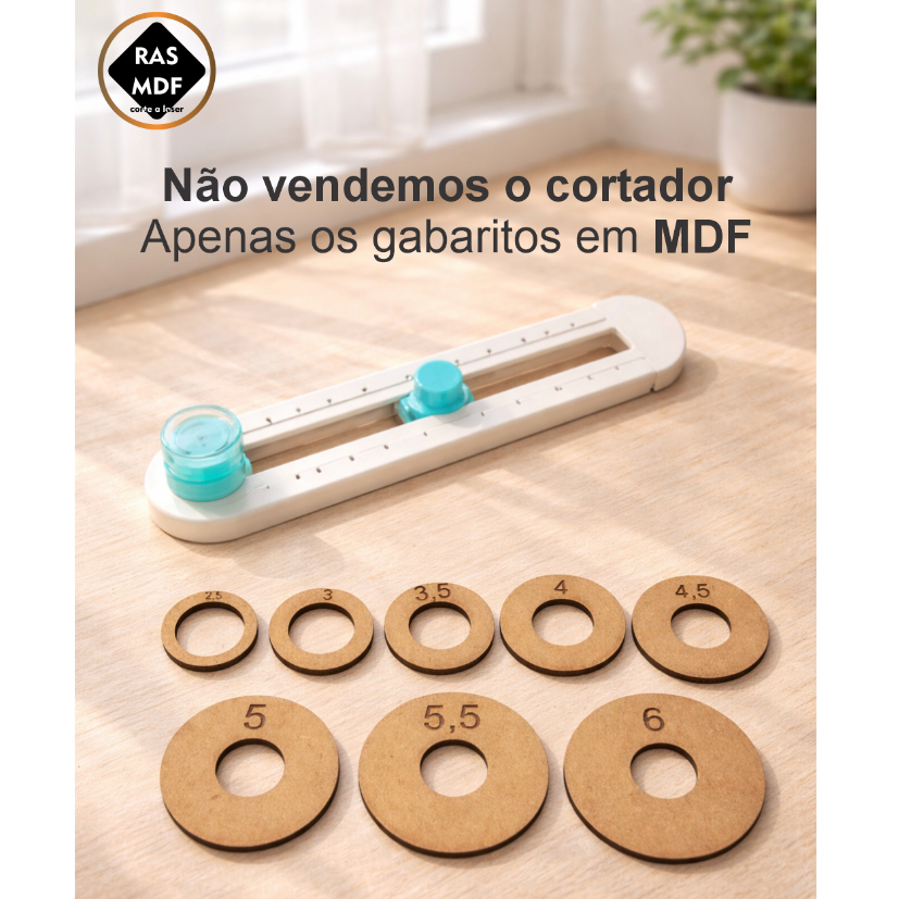 Kit Gabaritos para Cortador Circular KW-triO 8 Círculos de MDF para Adesivos Papel e Tags Kit Gabaritos para Cortador Circular KW-triO 8 Círculos de MDF para Adesivos Papel e Tags
