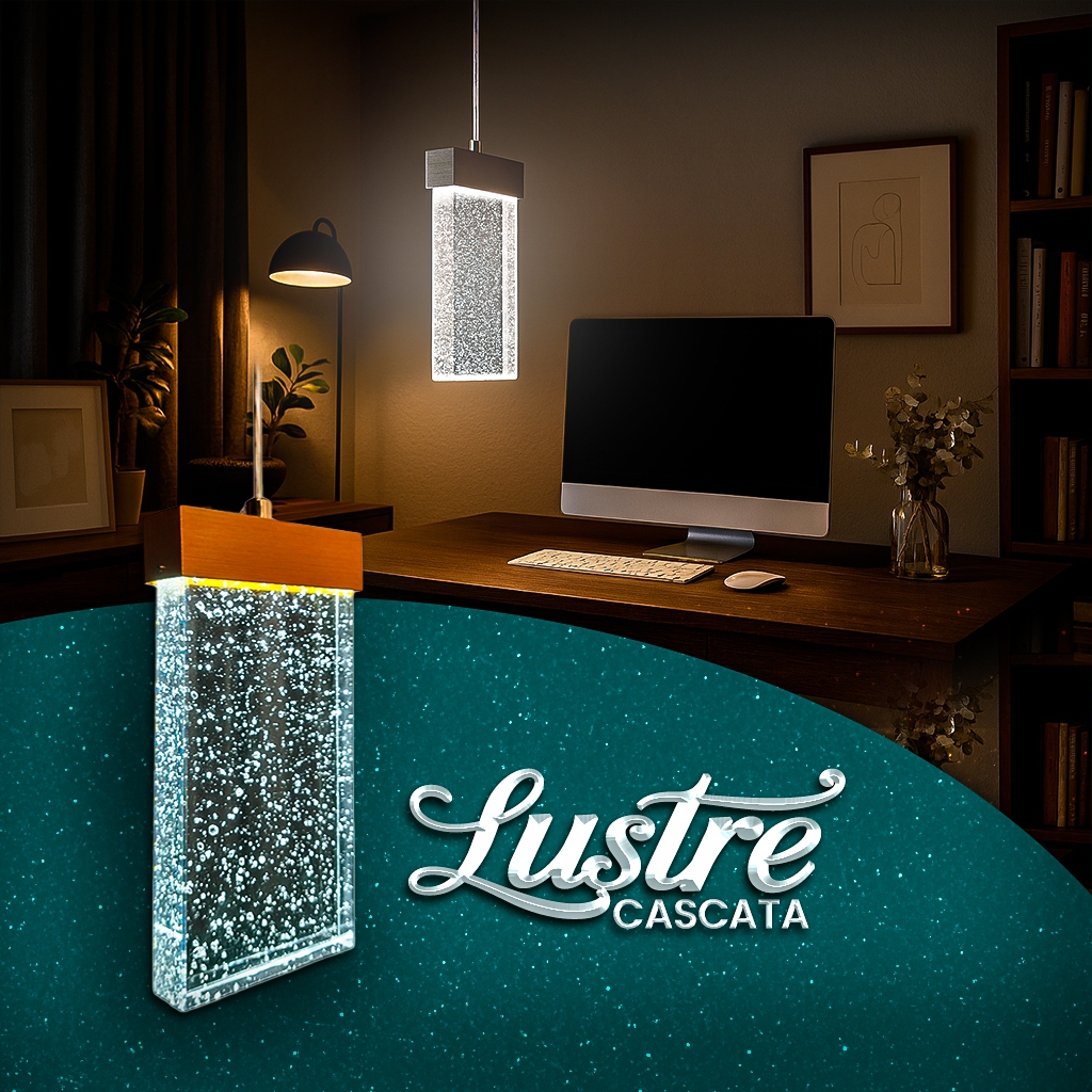 Luminária Pendente Led Lustre Cachoeira Crystal 110/220v