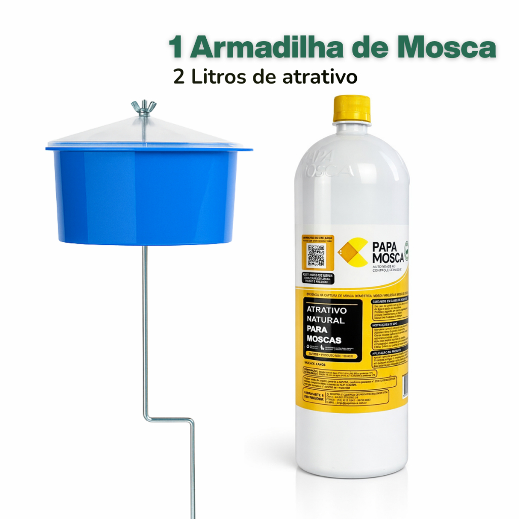 Kit Pega mosca 1 Armadilha + 1 Atrativo Papa Mosca, Atrativo Natural Instantâneo Pega Mosca em Oferta na Shopee