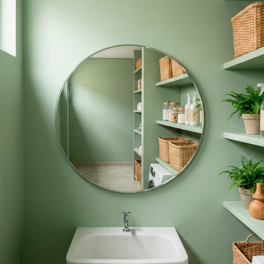 Espelho Decorativo 60cm com Redondo Lapidado Fita Dupla Face para Sala Quarto Banheiro Hall