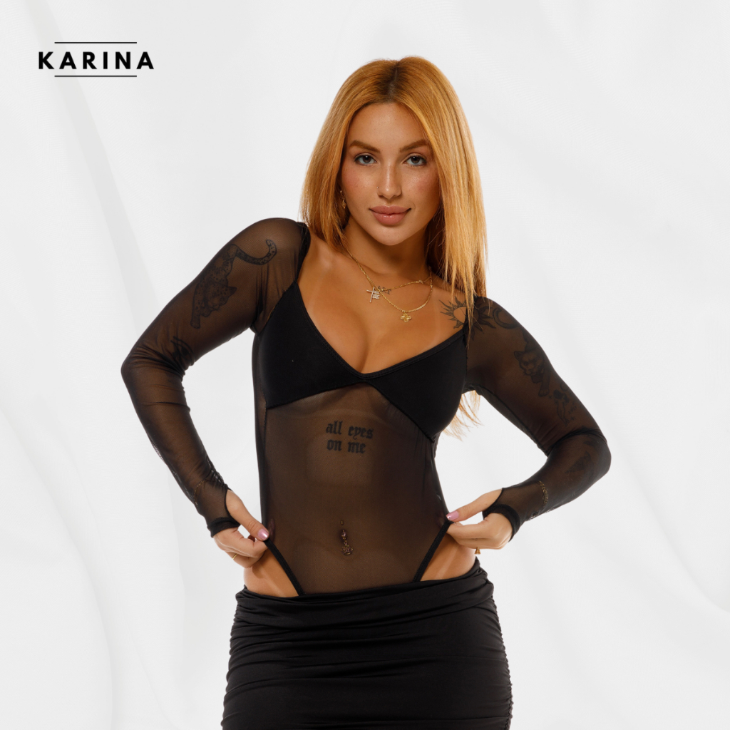 KARINA LOJA | Body Tule Emilly Preto Moda Balada - Festa - Moda Blogueira