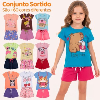 Kit Sortido de 10 ou 4 Peças de Roupas Infantil Menina Kit com Conjuntos de Roupa Infanti…