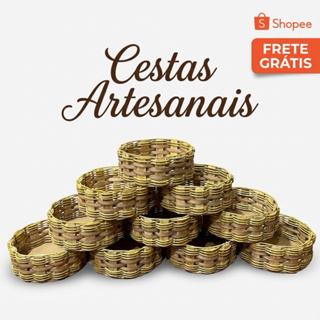 Kit 10 Cestas Sintéticas Artesanais 20 cm Sintética/ Cesta para Café/ Cesta de Presentes/ Cesta vime Sintético em Oferta na Shopee