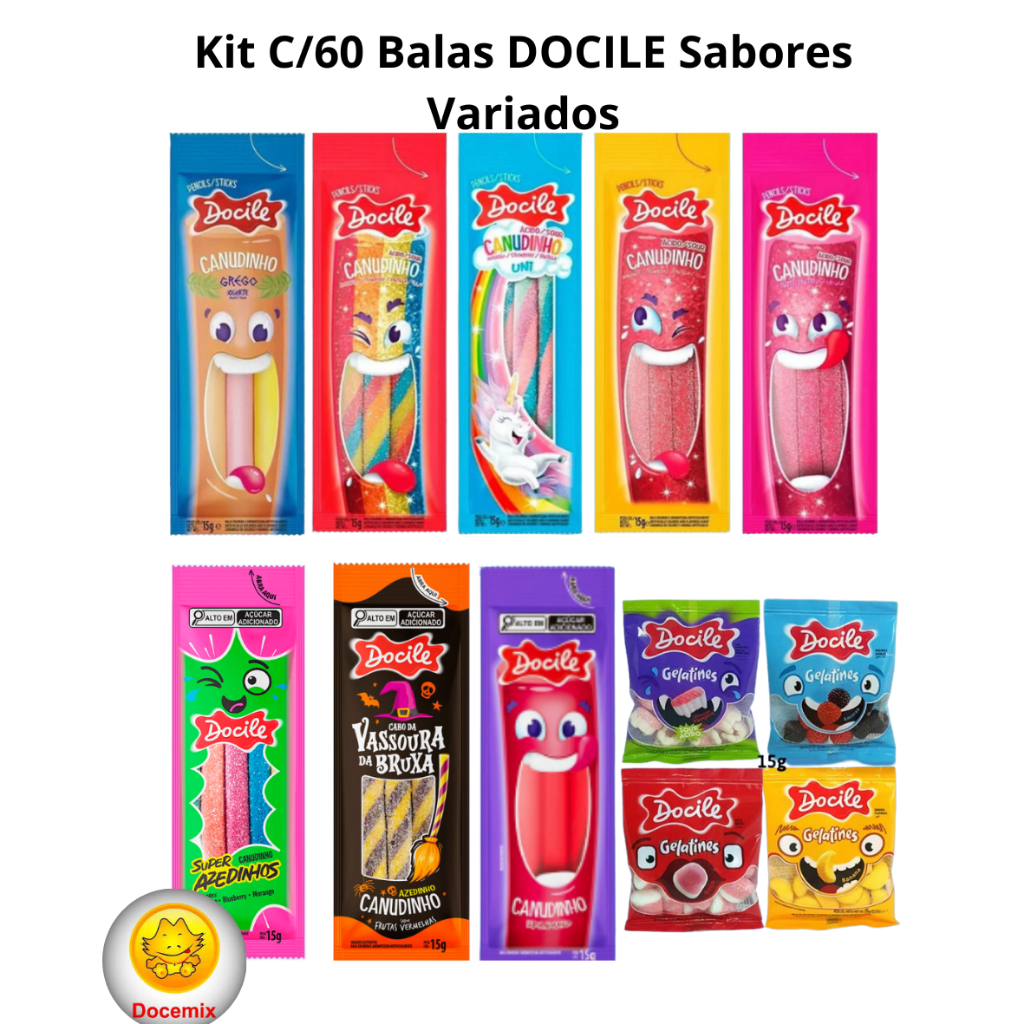 KIT BALA DOCILE COM 30 ou 60 UNIDADES SORTIDAS PRONTA ENTREGA