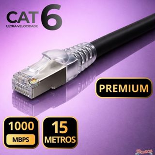 CABO DE REDE CAT6 15 METROS PREMIUM PRETO 1000MBPS em Oferta na Shopee