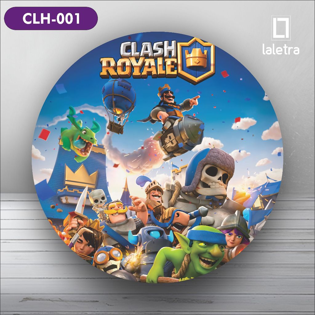 Capa Painel Redondo de Festa Veste Fácil Sublimados Tema Clash Royale Decoração Exclusiva.