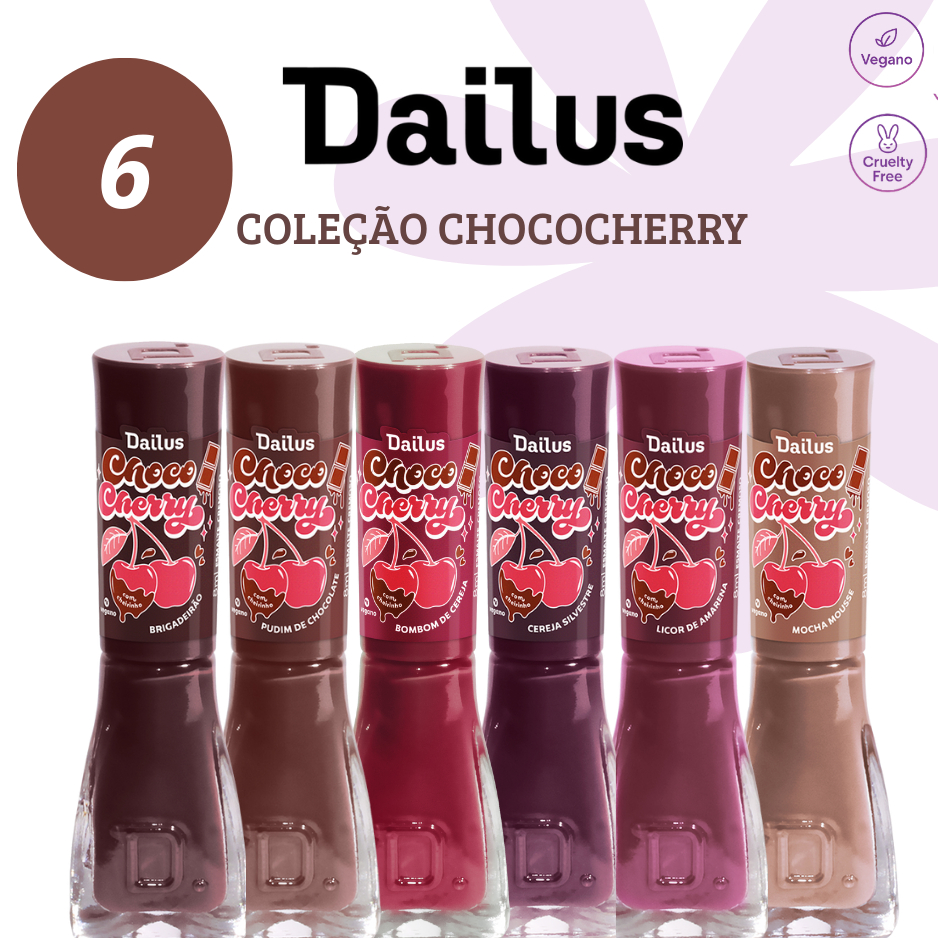 DAILUS UNHAS - KIT 6 ESMALTES | NOVA COLEÇÃO  CHOCO CHERRY - LANÇAMENTO em Oferta na Shopee