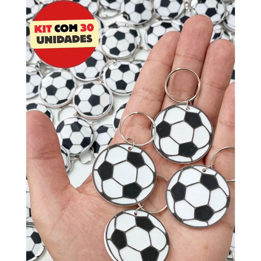Chaveiro Bola Futebol Kit 05/15/30 unidades Lembrancinha campeonatos, futsal, torneio, festa