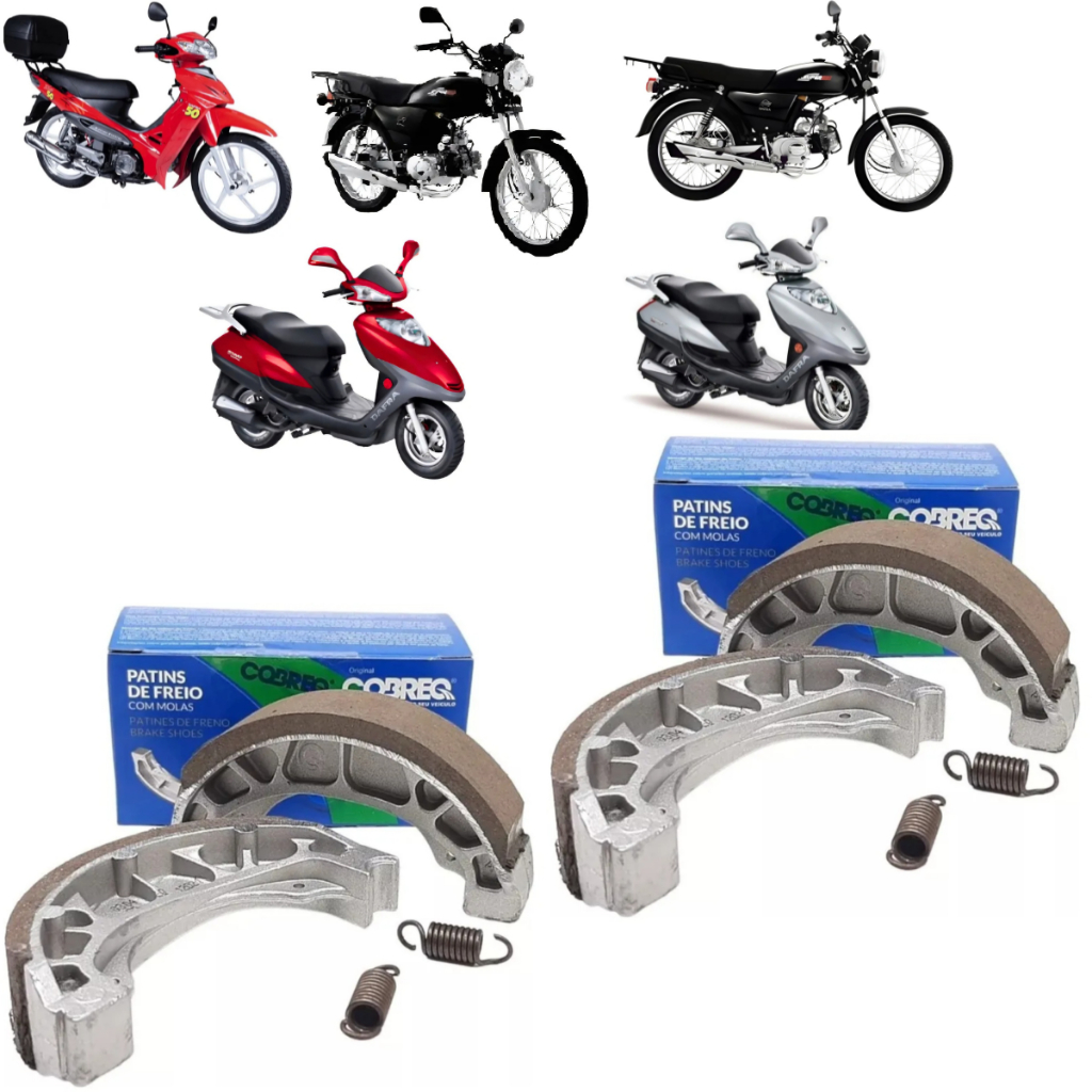 Kit Jogo Lona Sapata Freio Dianteira e Traseira Completo Dafra ZIG 50 - SUPER 50 100 - SMART 125 JOY Cobreq Original