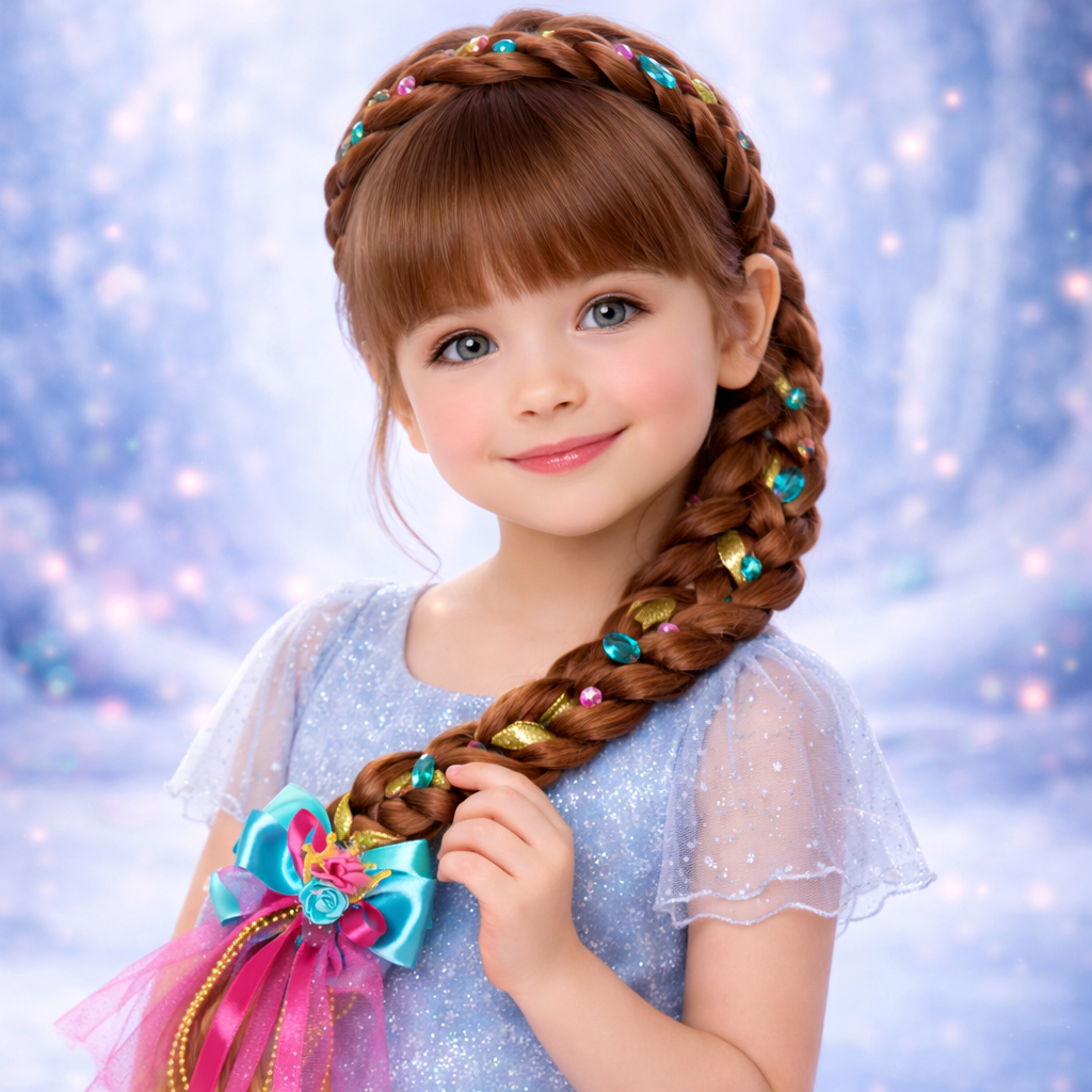 Tiara Princesa Ana Frozen Elsa Trança Cabelo Ruivo Com Enfeites - 80cm Envio Imediato