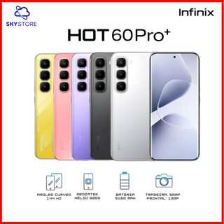 Infinix Hot 60 Pro+ 4G Tela curva 256GB+8GB RAM, Processador MediaTek Helio G200, Câmera 50MP, Versão Global