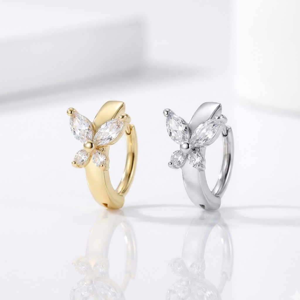 Piercing Umbigo Borboleta Cravejada Zircônia Delicada Aço Cirúrgico Hipoalergênico Acessórios Femininos Dourado Prata em Oferta na Shopee