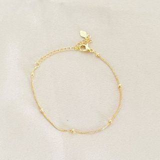 [ SEMI JOIA ] Pulseira Feminina Bolinhas Minimalista Delicada Banhado Ouro 18k Anti Alérgico em Oferta na Shopee