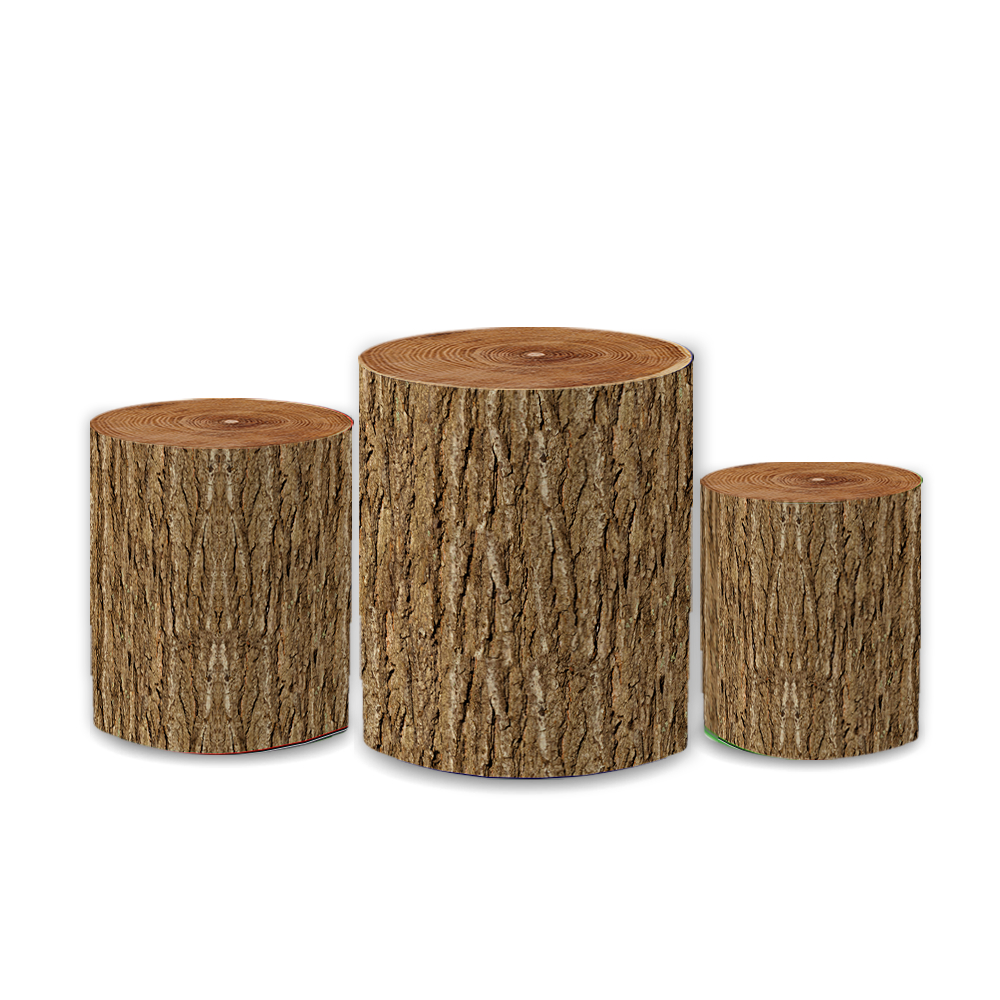 Kit Capa Trio Cilindro Tronco Folhagem Decoração Natureza Verde Sublimado Veste Fácil Envio Imediato