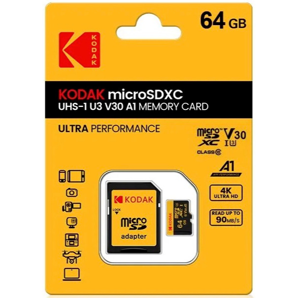Cartão Memória Micro Sd Kodak 64 Gb Classe 10 A1 Original