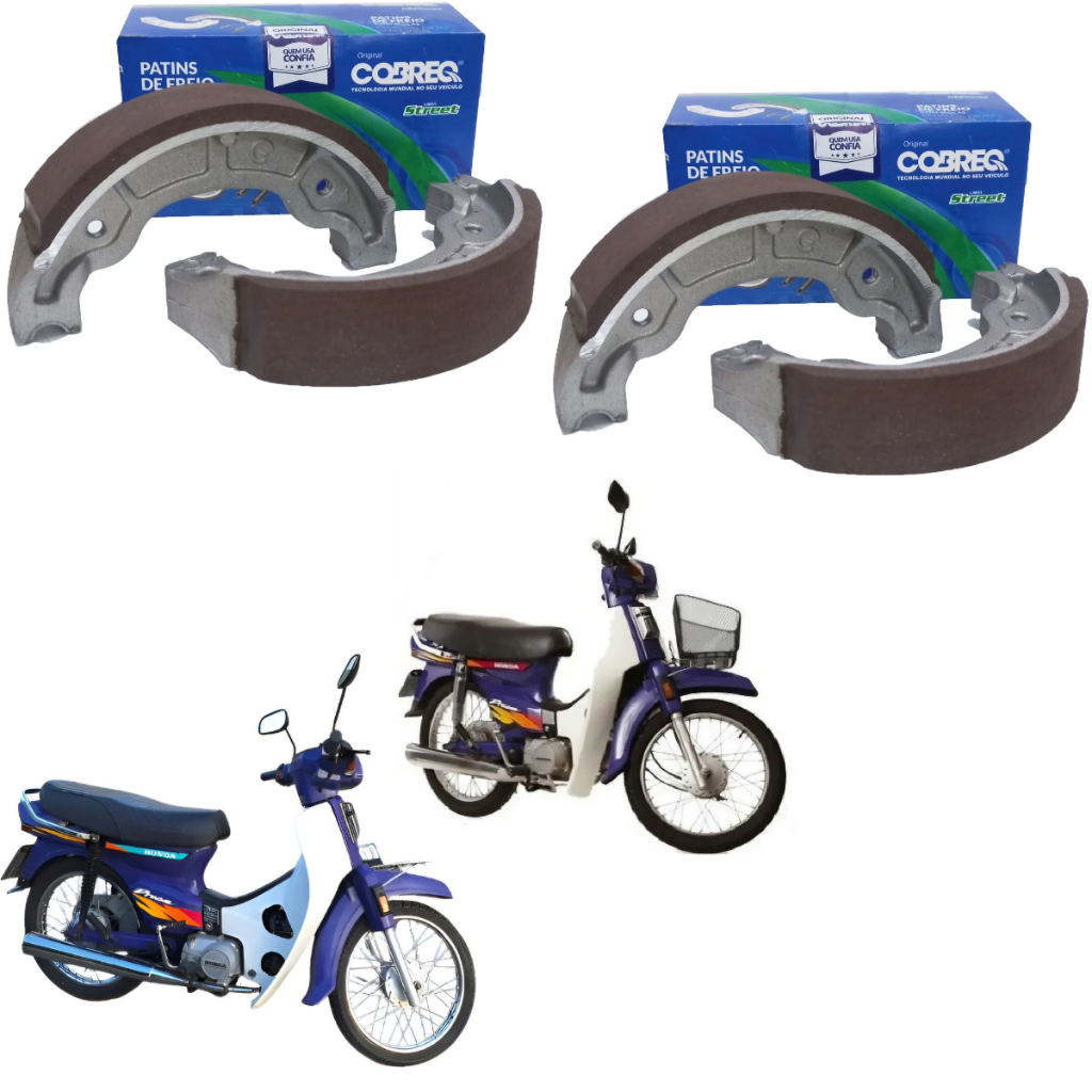 Jogo Kit Lona Sapata Freio Dianteira/Traseira Honda C100 DREAM 1996 1997 1998 1999 2000 2001 2002 2003 2004 2005 Cobreq