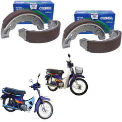 Jogo Kit Lona Sapata Freio Dianteira/Traseira Honda C100 DREAM 1996 1997 1998 1999 2000 2001 2002 2003 2004 2005 Cobreq