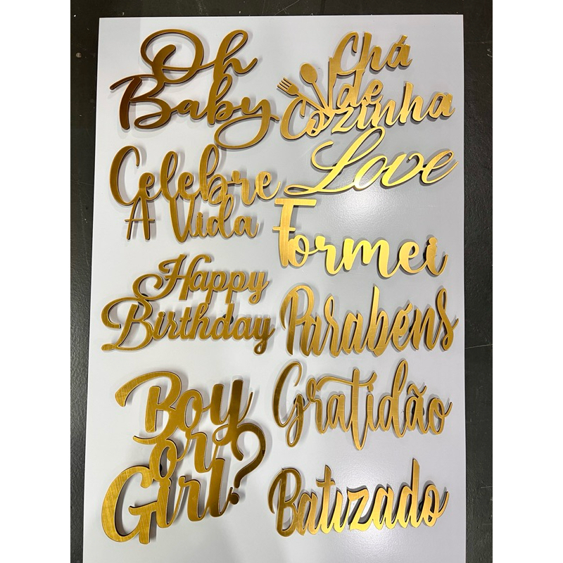 Letreiro com imã magnético para painel redondo de festa pegue e monte acrílico dourado com reforço de mdf ou cru em Oferta na Shopee
