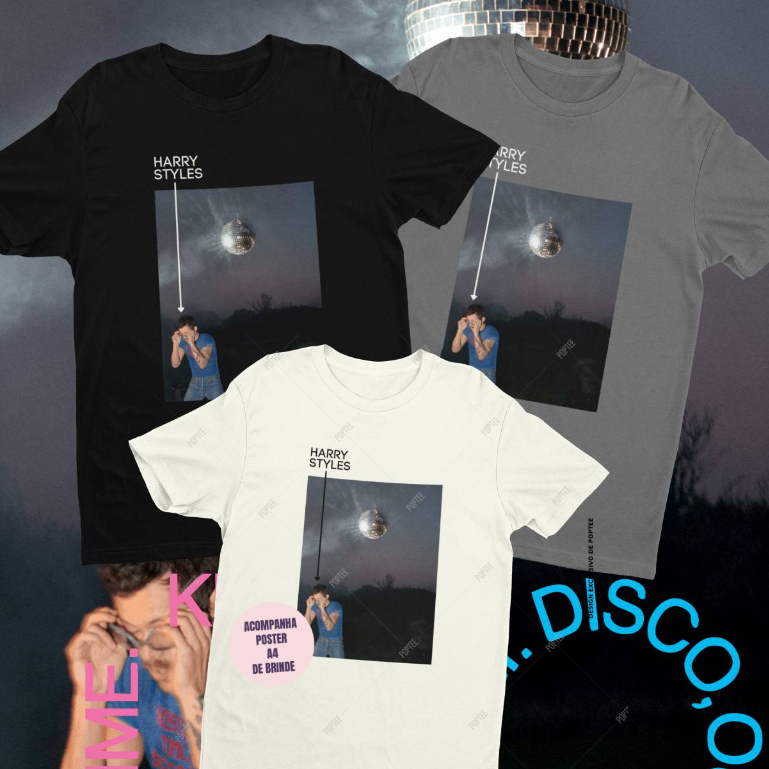 CAMISETA HARRY STYLES KISS ALL THE TIME. DISCO, OCCASIONALLY. ALGODÃO POPTEE-