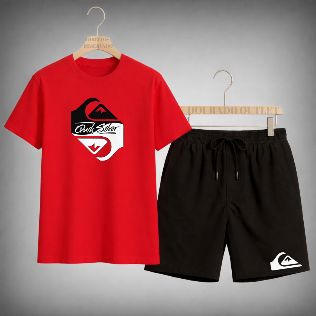 Conjunto Masculino Camiseta + Short Estilo Casual Moderno Conjunto Masculino Camiseta + Short Estilo Casual Moderno