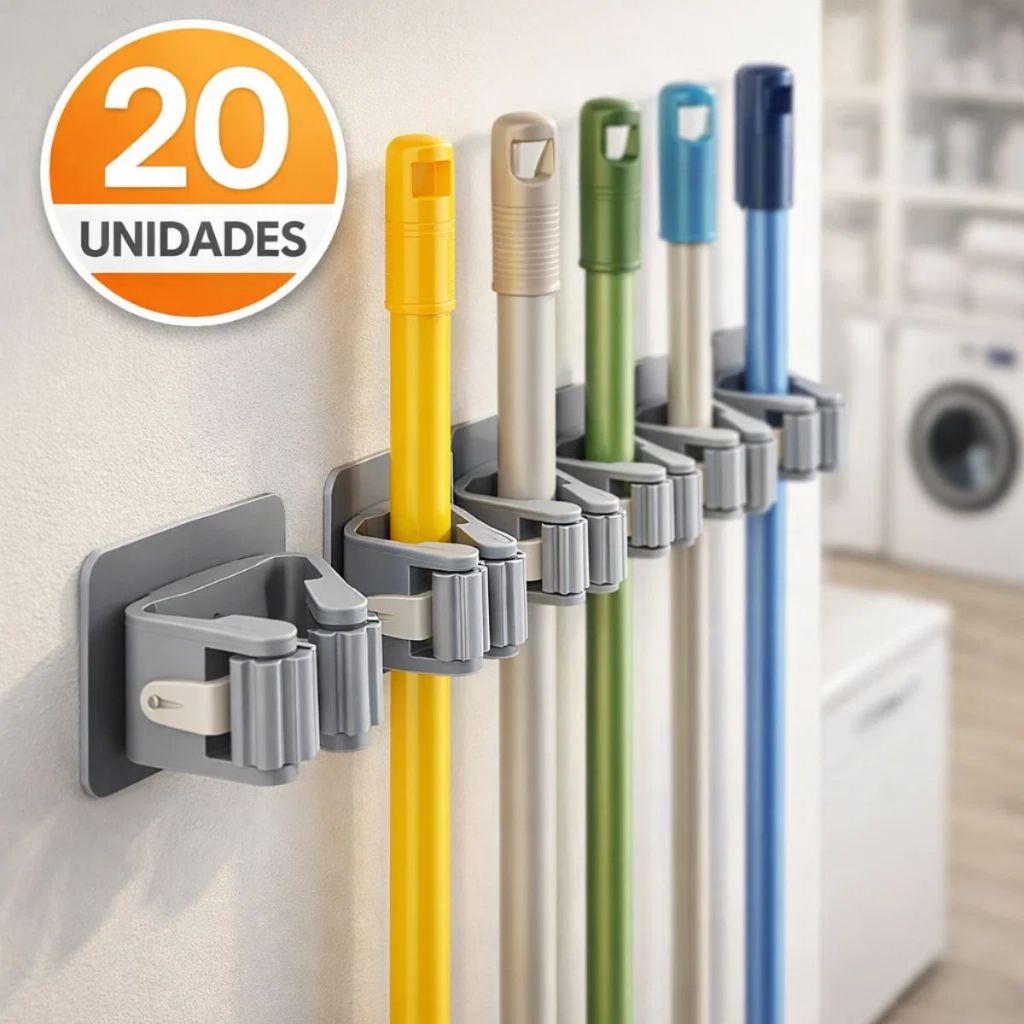 Kit Até 20 Suportes de Vassoura Sem Furar Parede Organizador Adesivo Forte Silicone Antiderrapante em Oferta na Shopee
