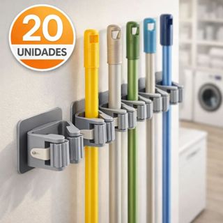 Kit Até 20 Suportes de Vassoura Sem Furar Parede Organizador Adesivo Forte Silicone Antiderrapante em Oferta na Shopee