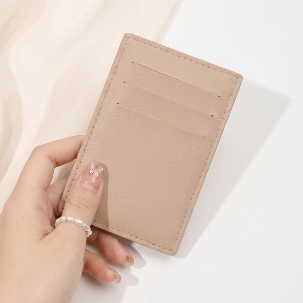 Kit 5 Unidades de Porta Cartão Femininas Couro Ecológico Acabamento Premium Compacta Cores Neutras