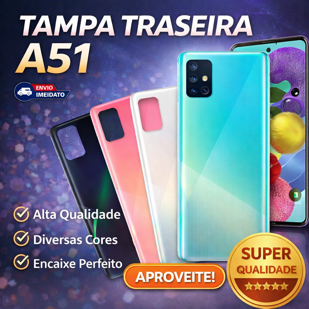 Tampa Traseira Para Samsung A51📱✨ Nova Sem Lentes Compatível A515F A515G A515M Envio Imediato 🚚🇧🇷