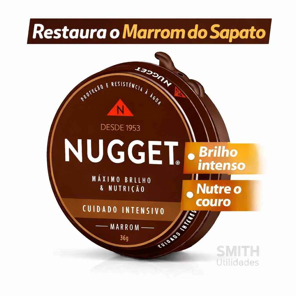 Cera para Sapato em pasta Nugget Marrom 36g