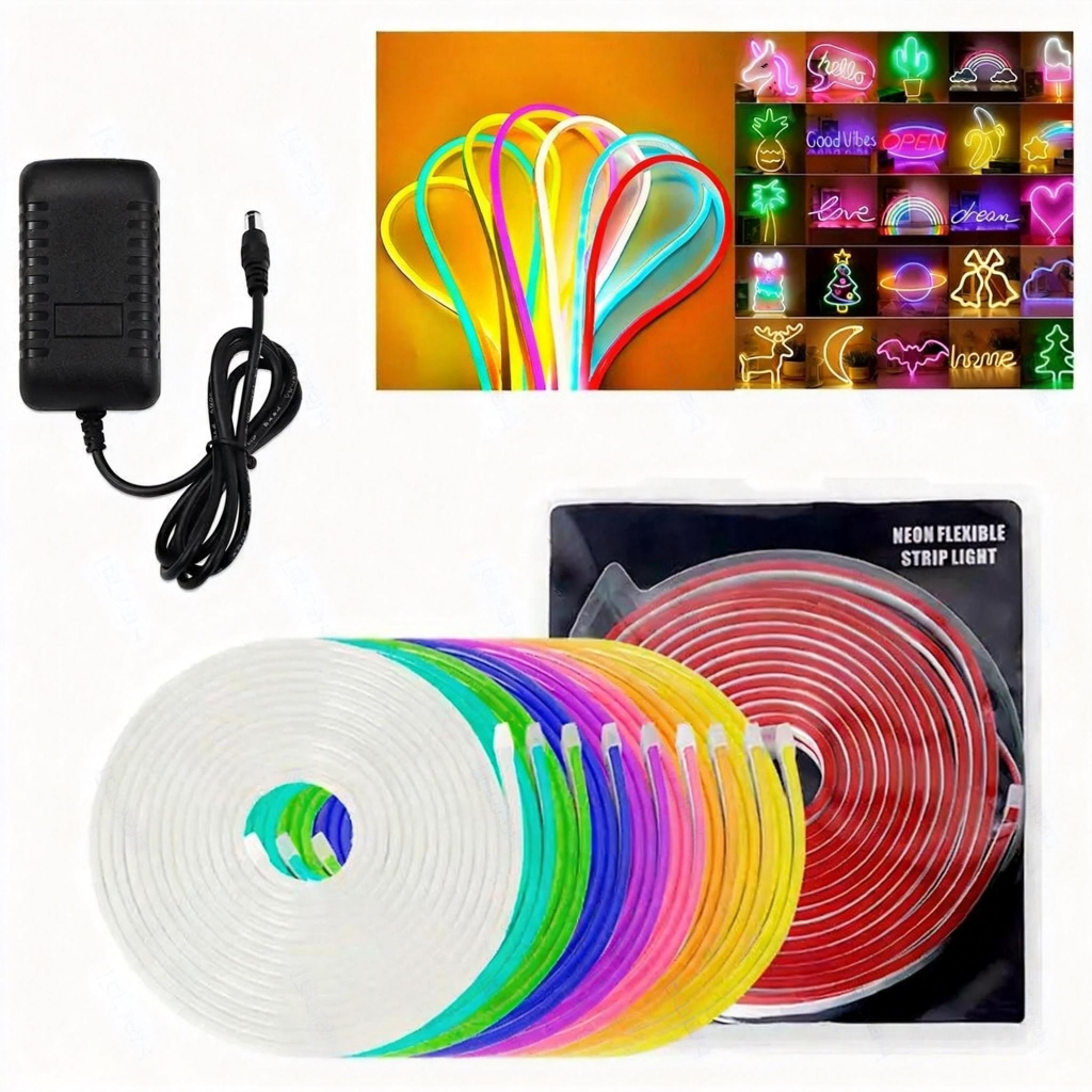 Fita Led Neon Alto Brilho 5m Corte 2,5cm Flexível Siliconada 12v Ip65 Com ou Sem Fonte em Oferta na Shopee