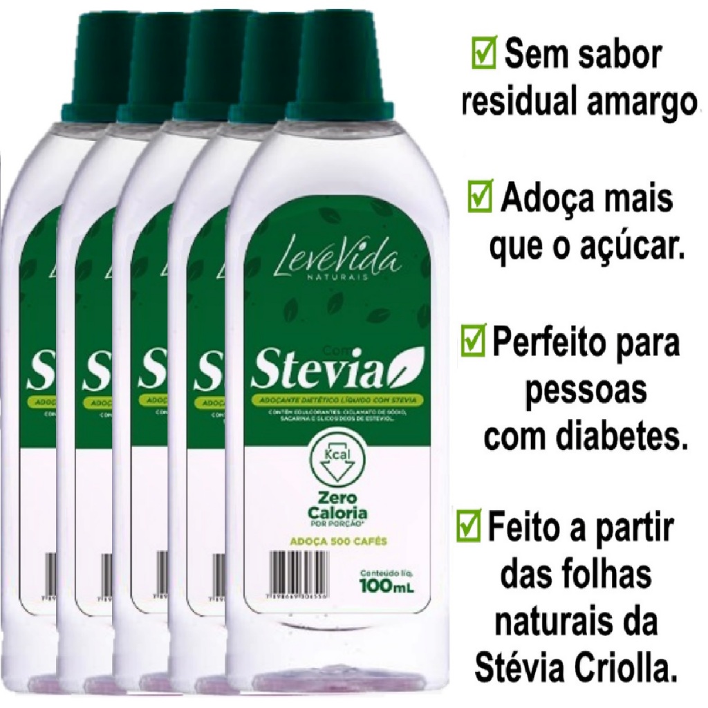 Adoçante Líquido com Stevia 100ML Leve Vida Absolut em Oferta na Shopee
