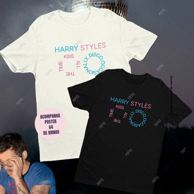 CAMISETA HARRY STYLES KISS ALL THE TIME. DISCO, OCCASIONALY. 100% ALGODÇAO POPTEE