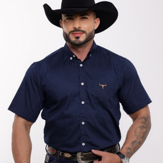 Camisa Country Bolso Micro Xadrez Manga Curta Luxo Premium Social Masculina Algodão Poliéster em Oferta na Shopee