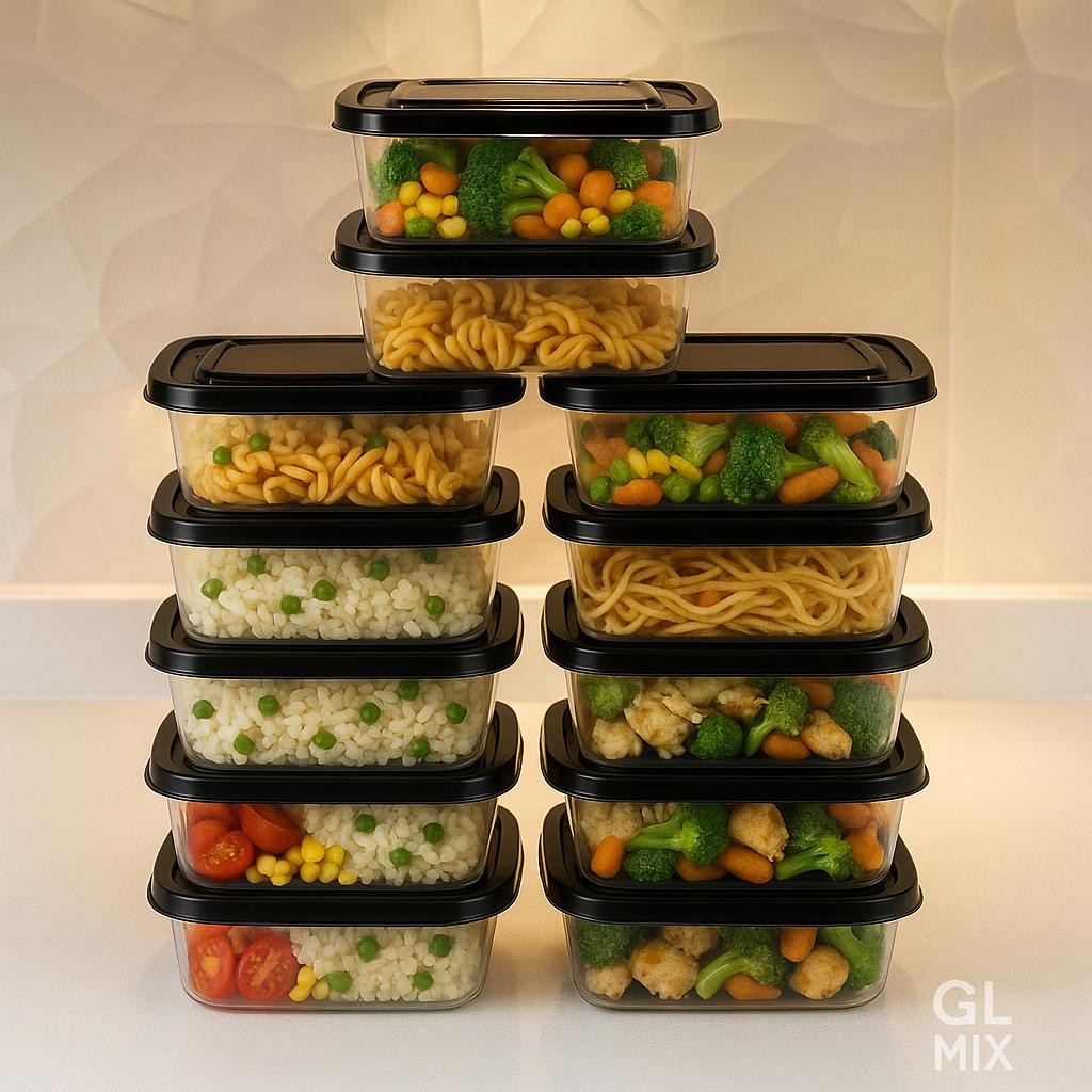 Imagem Kit 10 Potes Marmita 1000ml Tampa Colorida BPAFREE, Vasilhas, Freezer Microondas banho maria lavavel