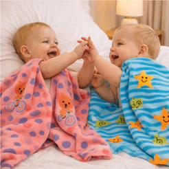 Cobertor Manta de Bebê Rosa e Azul Quentinha Soft Microfibra Coberta Unissex Macia Cama