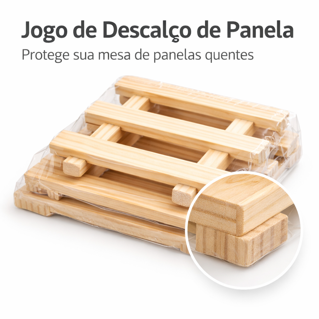KIT 3 Descanso de Panela de Madeira Quadrado 20cm | Ideal para Panela Quente para Cozinha e Travessa em Oferta na Shopee