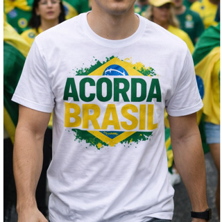 Camiseta Acorda Brasil 2026 Política Movimento Social Patriotismo Nacionalismo Camisa 100% Algodão em Oferta na Shopee