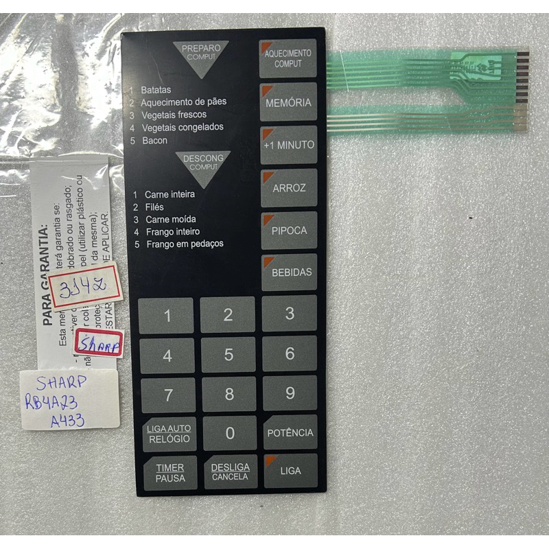 Membrana Teclado Microondas SHARP RB 4a23 / a433 (18,5cm/altura X 8cm base)