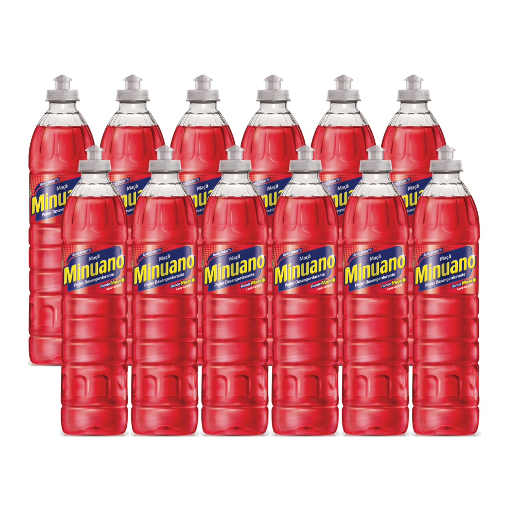 Kit 12 Detergente Lava Louças Minuano Maçã 500ml
